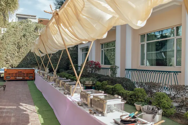 Outdoor catering for a team dinner