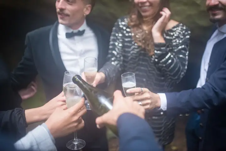 Celebration toast at a social gathering
