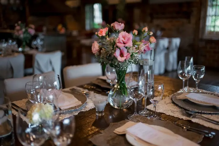Formal place setting on a reception table